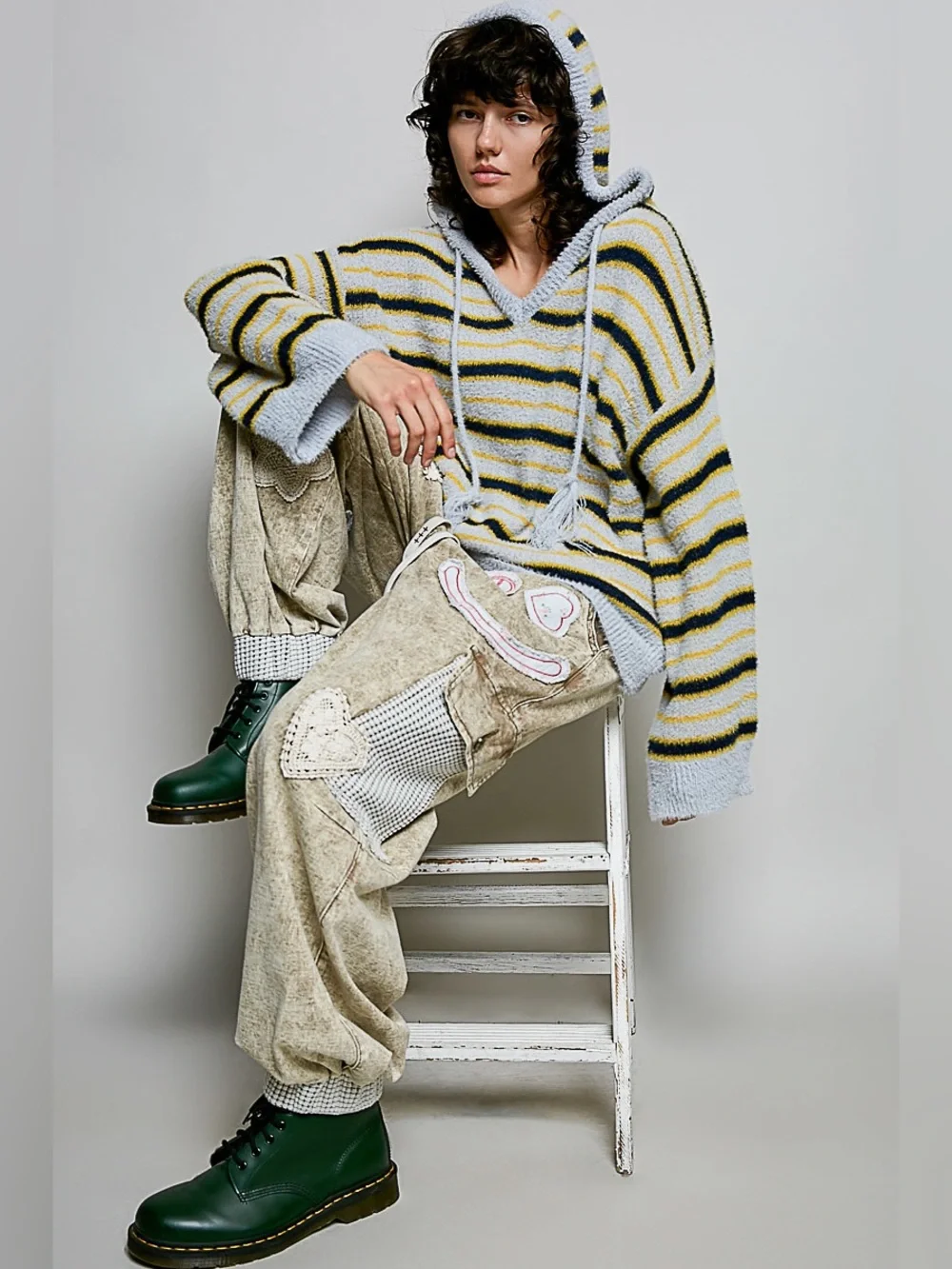 POL “ West Coast Varsity Hoodie “ Striped Sweater | Light Blue